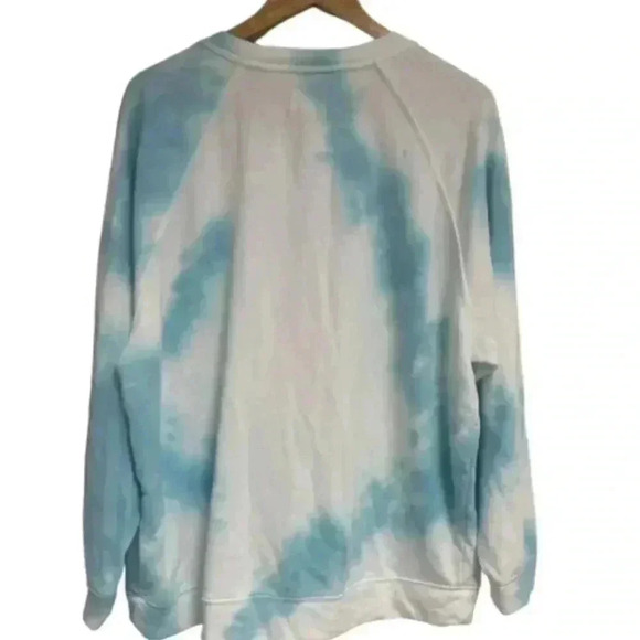Lou & Grey Blue and White Tie Dye Sweatshirt Women's Size L Comfy Travel Lounge - Picture 2 of 5